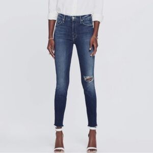 MOTHER High Waisted Looker Jean Ankle Fray Close to the Edge Sz 30